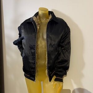 Urban Outfitters Black Bomber Jacket with Faux Fur Lining